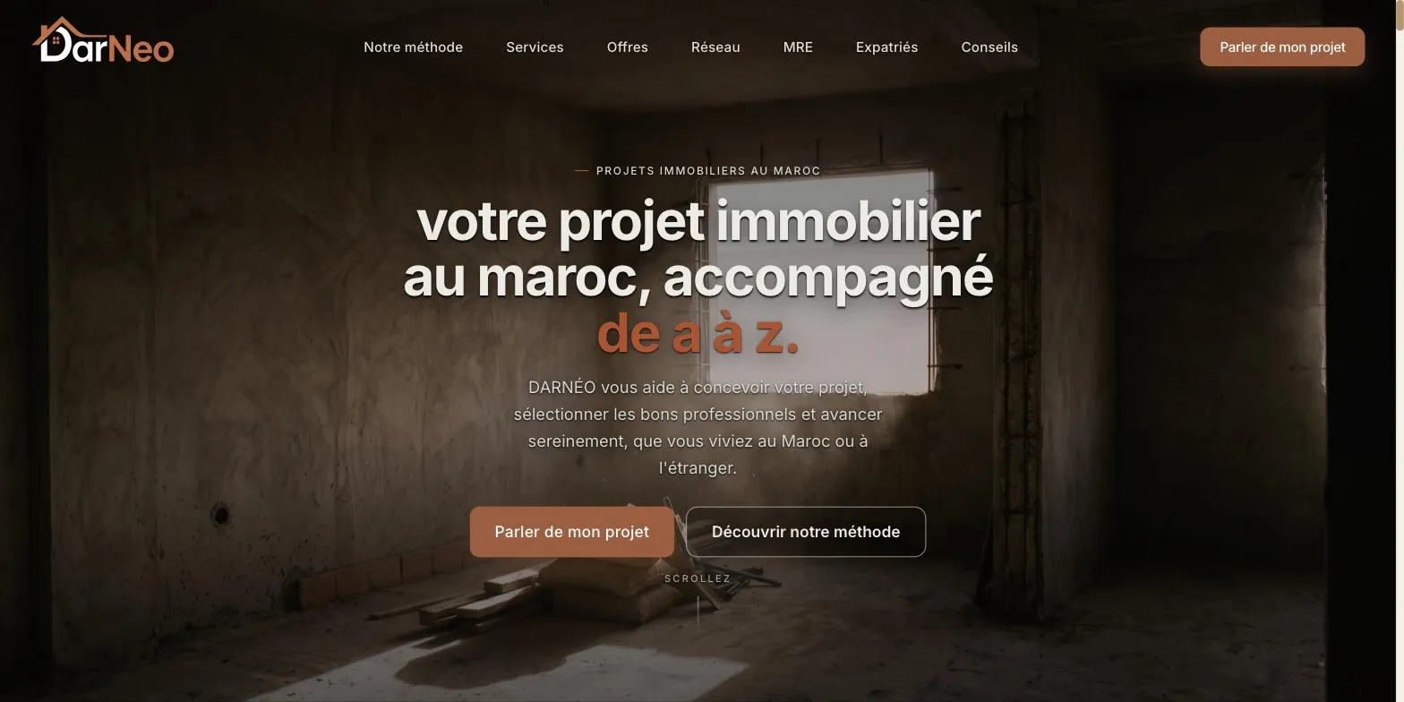 Page d’accueil du site DARNÉO sur ordinateur