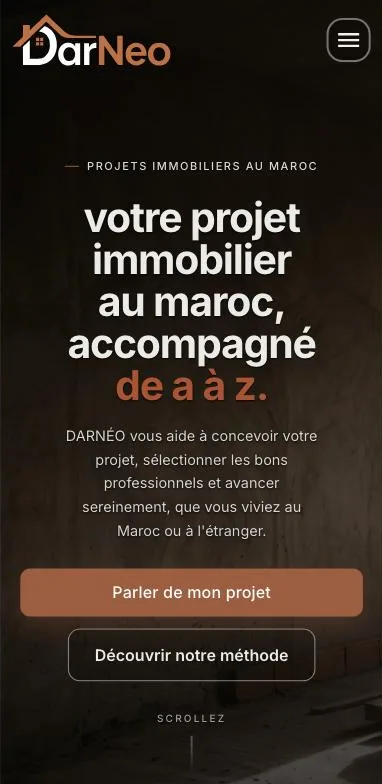 Site DARNÉO affiché sur mobile